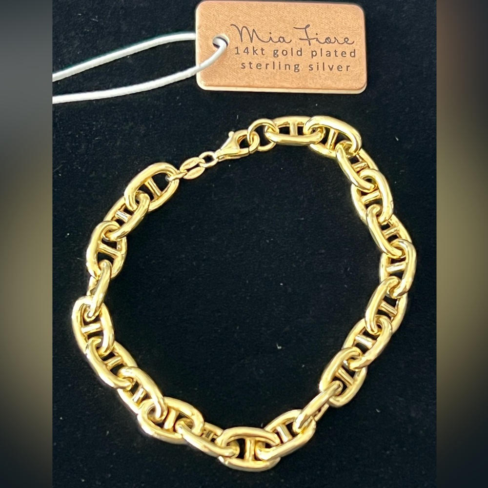 Mia Fiore Italy Gucci Style Links 14K Gold Plated Sterling Silver 925 Bracelet